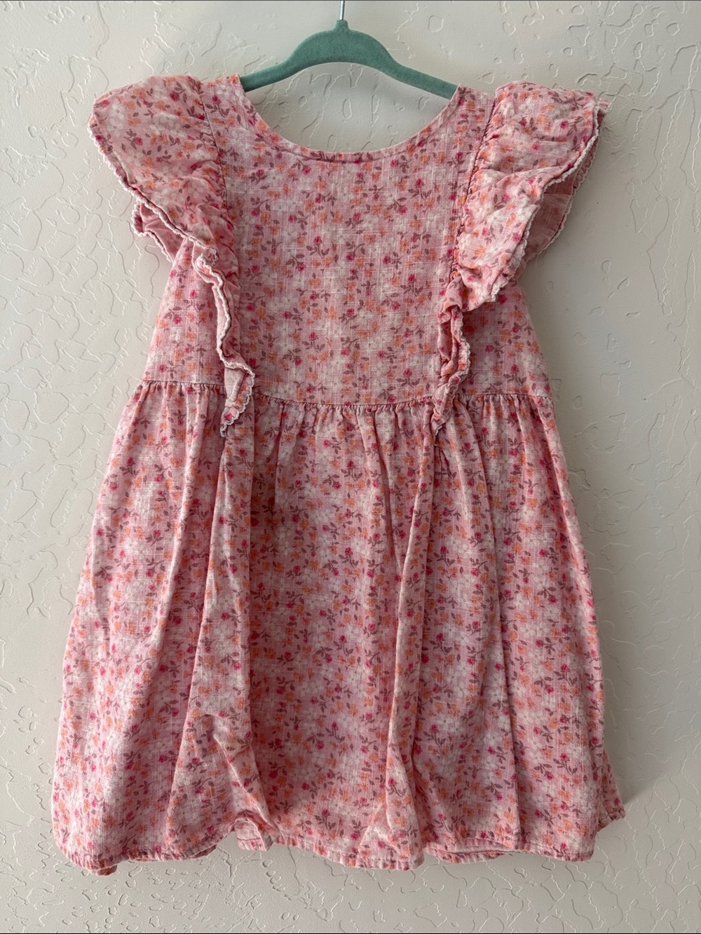 💕 Cat & Jack Pink Floral Ruffle-Sleeve Dress - 5T